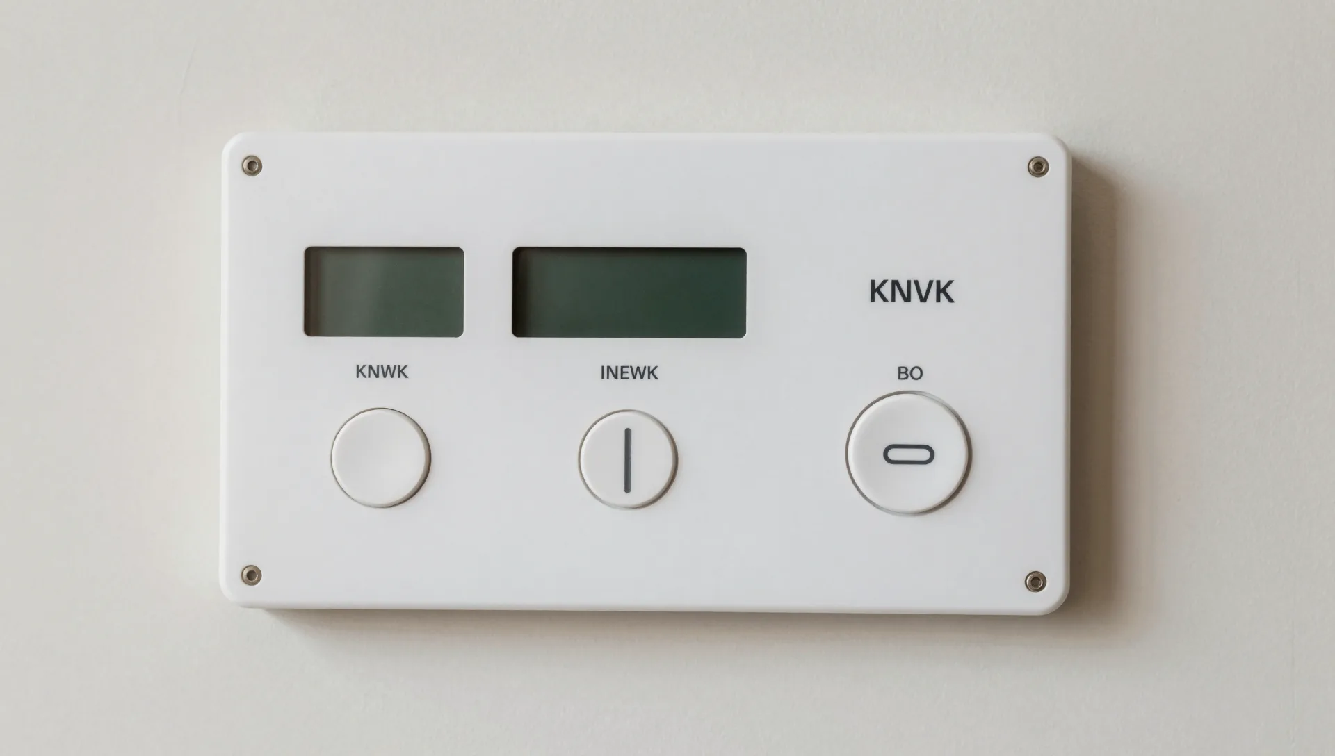 Nahaufnahme eines KNX-Bedienpanels mit beleuchtetem Display