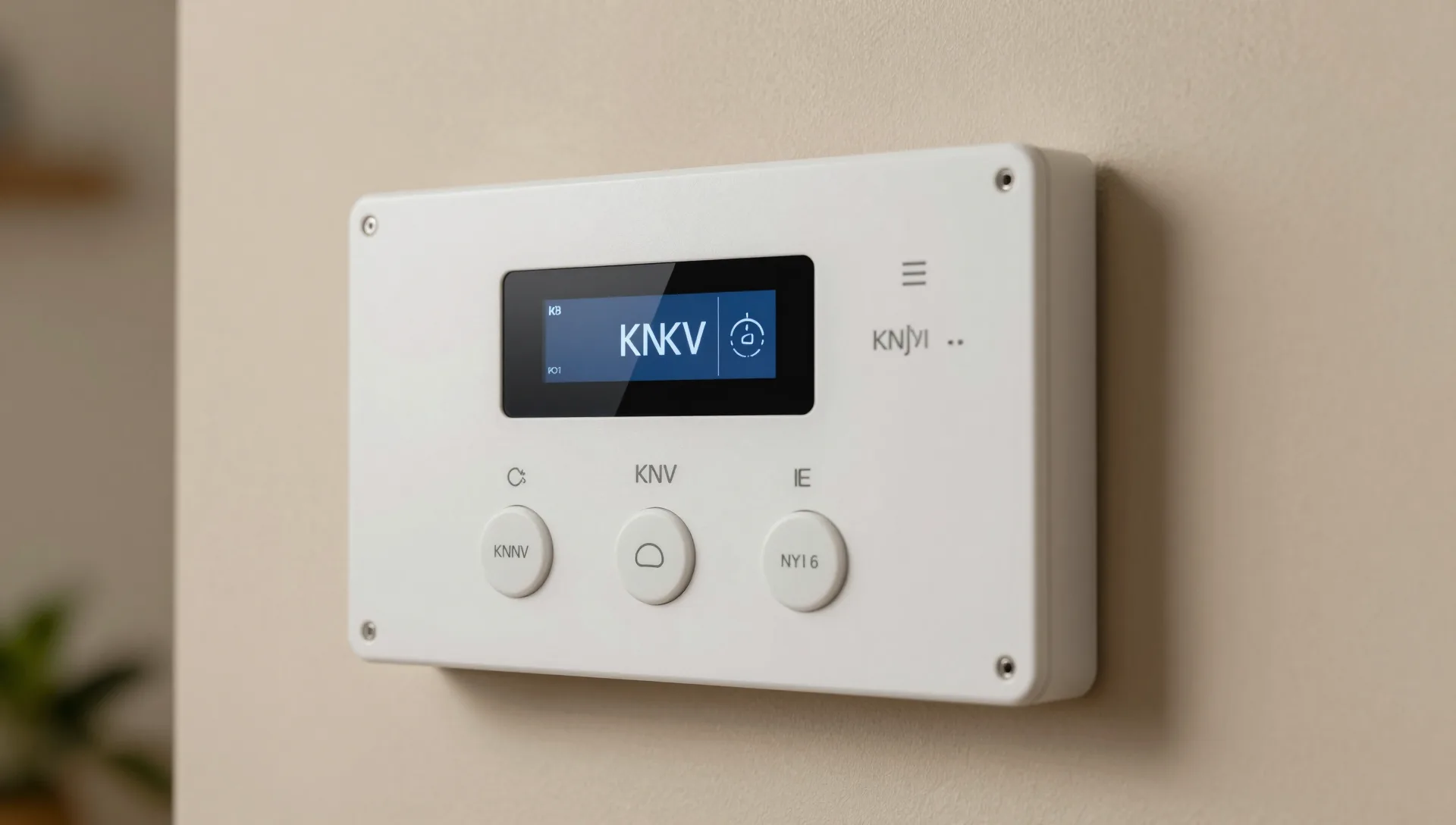 Nahaufnahme eines beleuchteten KNX-Bedienpanels